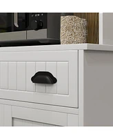 White Storage Cabinet with Adjustable Shelf and Cable Hole