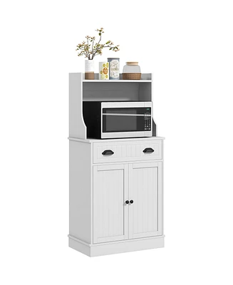 Streamdale Furniture White Storage Cabinet with Adjustable Shelf and Cable Hole