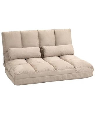 Simplie Fun Convertible Sofa Bed with 2 Pillows and Adjustable Backrest