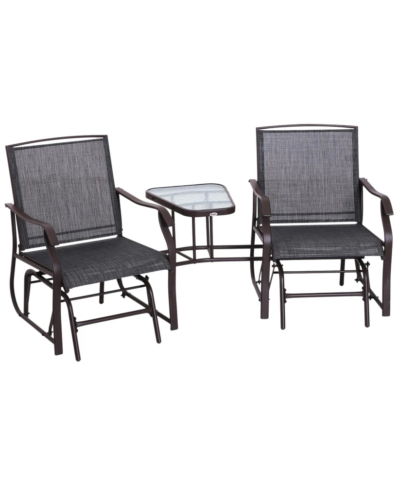 Simplie Fun Outdoor Glider Chairs & Coffee Table for Patio & Porch