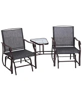 Simplie Fun Outdoor Glider Chairs & Coffee Table for Patio & Porch