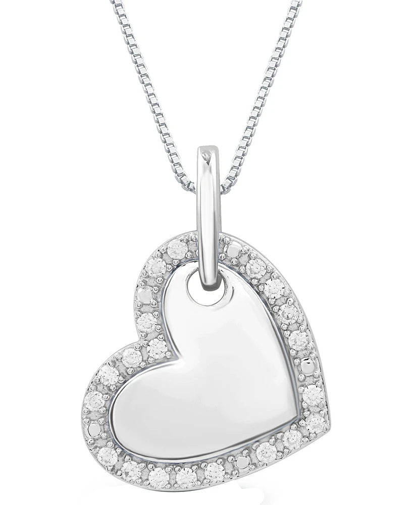 Marsala Diamond Heart 18" Pendant Necklace (1/4 ct. t.w.) in Sterling Silver