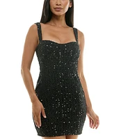 City Studios Juniors' Sequin Boucle Sleeveless Bodycon Dress