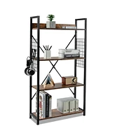 Skonyon 4 -Tier Industrial Open Storage Bookshelf-Coffee