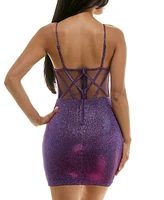 City Studios Juniors' Glitter Bustier Sweetheart Mini Dress