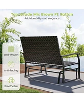 Sugift All Weather Outdoor 2-Person Swing Glider Bench with Quick Dry Foam Seat