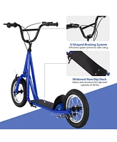 Vebreda Height Adjustable Kid Kick Scooter with 12 Inch Air Filled Wheel-Navy