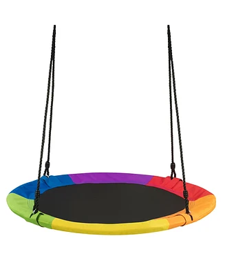 Costway 40'' Flying Saucer Tree Swing 900D Round Swing w/ Multi-ply Rope Colorful