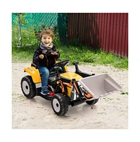 Vebreda 12V Battery Powered Kids Ride on Excavator with Adjustable Arm and Bucket-Yellow