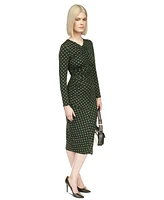 Michael Kors Women's Printed Ruched Midi Dress