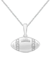 Diamond Football 18" Pendant Necklace (1/10 ct. t.w.) in Sterling Silver