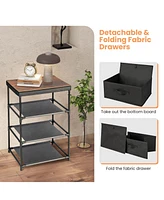 Sugift 3-Tier Fabric Nightstand with Sturdy Metal Frame