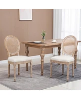 Streamdale Furniture Rattan and Cream Dining Chair Set (Armless, Set of 2)