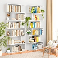 6-Tier S-Shaped Bookshelf Storage Mdf Bookcase