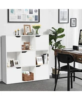 Skonyon Free Standing 9 Cube Storage Wood Divider Bookcase for Home and Office-White