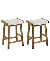 Sugift Set of 2 25.5 Inch Dining Bar Stool with Seaweed Woven Seat