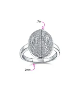 Bling Jewelry Holiday Party Cubic Zirconia Oval Pave Dome Cz Prom Fashion Statement Ring For Women