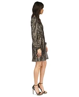 Michael Kors Women's Pleated Metallic Fit & Flare Dress