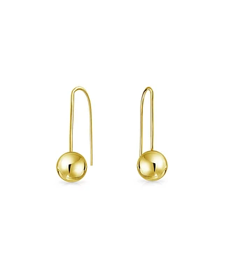 Bling Jewelry Tiny Minimalist Threader Drop Ball Earrings14K Yellow Gold For Women 14K Yellow Gold