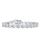 Bling Jewelry Clear 20 Ct Cubic Zirconia Cz Tennis Bracelet Heart Shape For Women Rhodium Inch