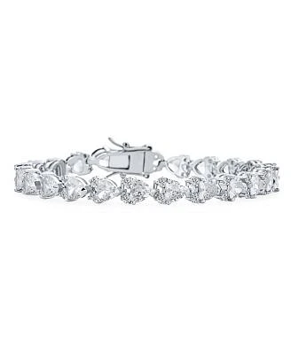 Bling Jewelry 20 Ct Cubic Zirconia Cz Tennis Bracelet Heart Shape Rhodium Plated 7 Inch