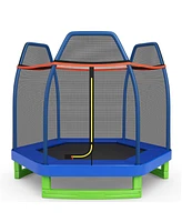 Costway 7FT Kids Trampoline W/Safety Enclosure Net Spring Pad