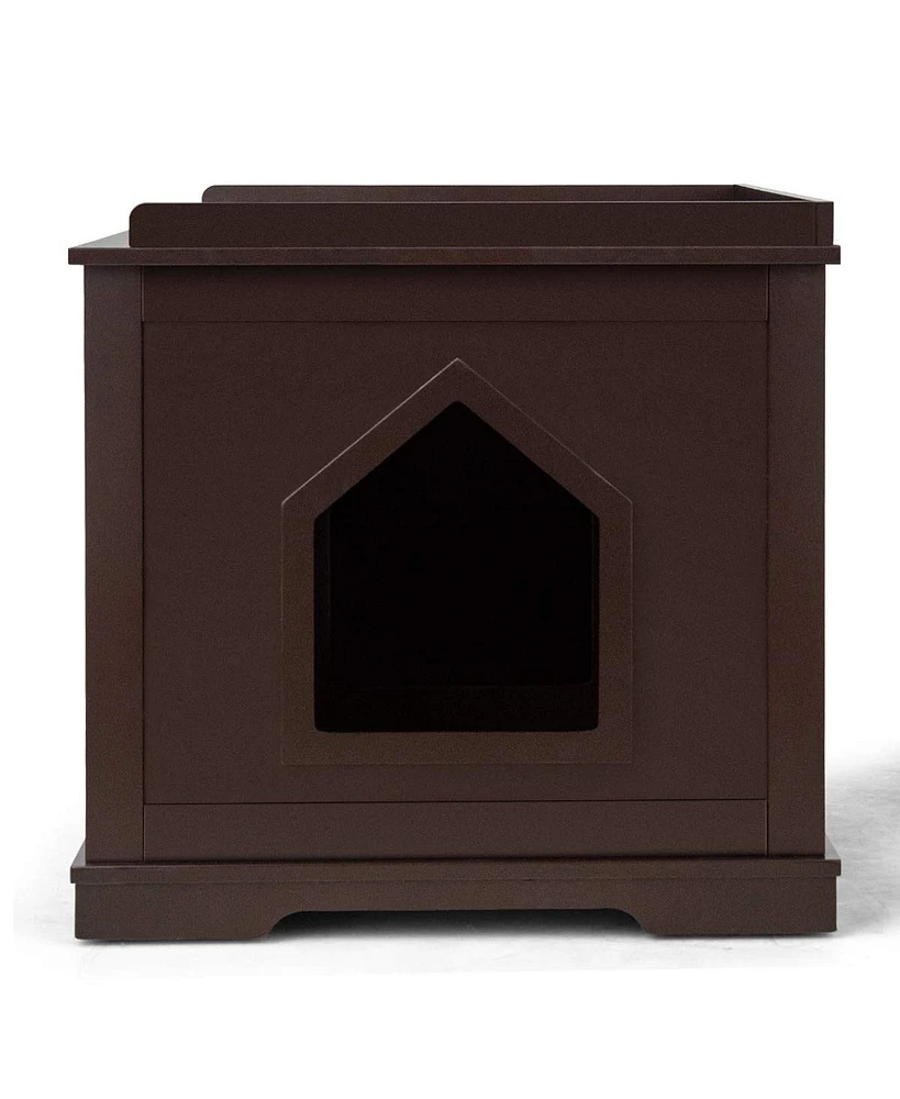 Givimo Cat Litter Box Enclosure with Double Doors for Large and Kitty-Brown