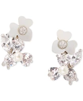 Kate Spade New York Silver-Tone Cubic Zirconia, Imitation Pearl & Mother-of-Pearl Flower Stud Earrings