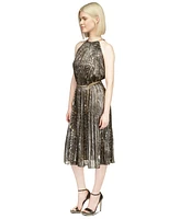 Michael Kors Women's Animal-Print Pleated Midi Dress