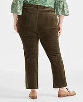 Style & Co Plus High-Rise Straight-Leg Corduroy Pants, Created for Macy's