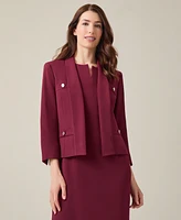 Kasper Petite Stretch Crepe Shawl-Collar Open-Front Blazer