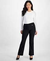 I.n.c. International Concepts Petite Jacquard Bootcut Pull-On Pants, Created for Macy's