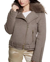 Guess Women's Nancy Faux Fur-Trim-Collar Long-Sleeve Jacket