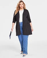 I.n.c. International Concepts Plus Studded Long Open-Front Cardigan, Created for Macy's