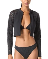 Michael Kors Women's Laser-Cut Cropped Rash Guard