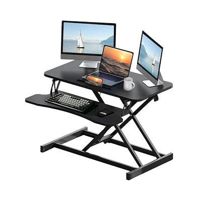 Streamdale Furniture 32" Height Adjustable Sit-to-Stand Desk Riser with Dual Monitors