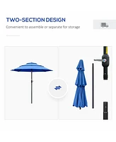 Patio Umbrella with Crank and Tilt, 9FT, 3 Tiers, Dark Blue