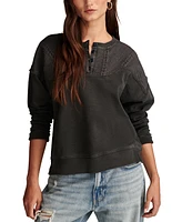 Lucky Brand Women's Pintucked-Yoke Henley Sweatshirt