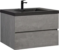 36" Wall-Mounted Bathroom Vanity with Quartz Basin and Soft Close Drawers