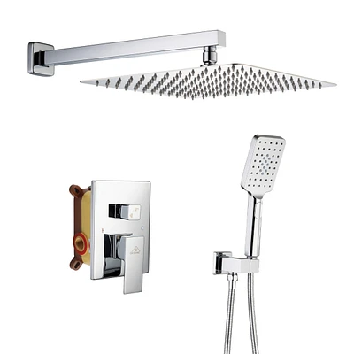 Casainc 12" Wall Mounted Rainfall Shower Set with Anti-scald Valve