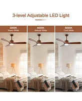 Sugift 52 Inch Reversible Ceiling Fan with Led Light and Adjustable Temperature