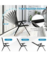 Sugift Outdoor Dining Chair with Soft Padded Seat and 7-Position Adjustable Backrest