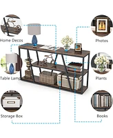 Tribesigns Console Table, Industrial Sofa Table with Shelves, 3-Tier Entryway Table with Storage for Entryway, Living Room, Hallway, 59.1" L x 11.8" W