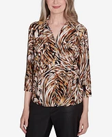 Alfred Dunner Petite Rue Rivoli Brushstroke Textured Button Down Top