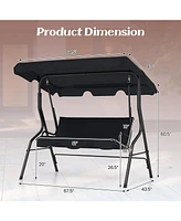 3 Seats Patio Canopy Swing Glider Hammock Cushioned