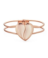 Bling Jewelry Initials Romantic Split Heart Cuff Bracelet In Rose Gold Silver Tone Metal