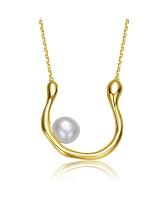 14K Gold Plated with Genuine Freshwater Pearl “U” Necklace