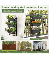 Skonyon Hanging Vertical Planter Wall-mounted Adjustable with Detachable Hooks-Black