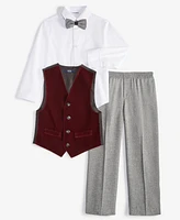 Nautica Toddler and Little Boys Burgundy Velvet Duo Vest 4-Piece Set