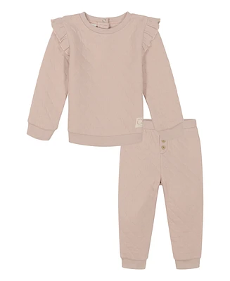 Calvin Klein Baby Girl Quilted Double-Knit Pants Set